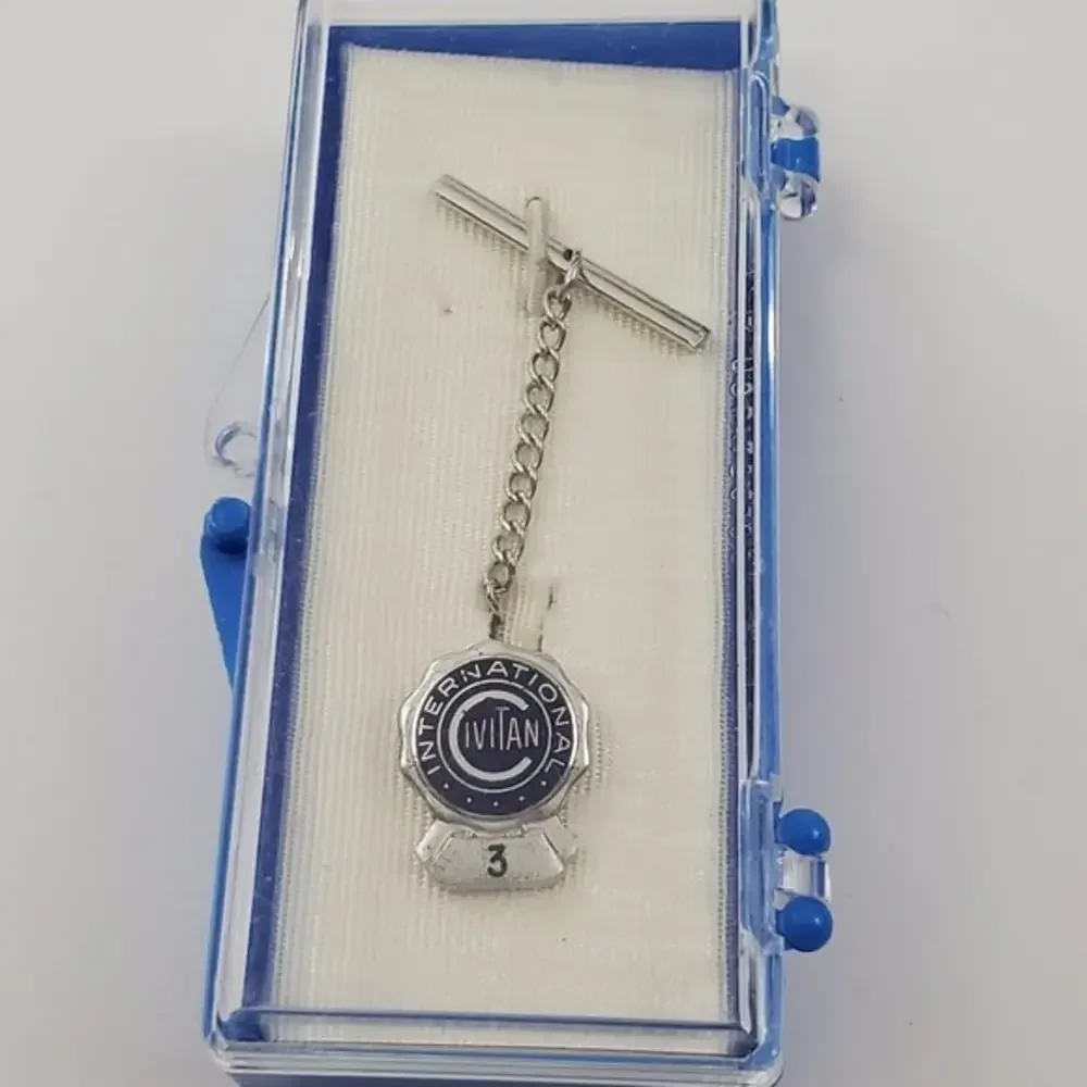 Civitan International 3‎ Tie Tack Chain Silver Tone